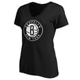 thumbnail image 2 of Women's Fanatics Branded Black Brooklyn Nets Primary Logo Team V-Neck T-Shirt, 2 of 3