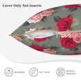 thumbnail image 5 of Fotbe Rose Flowers Pattern Velvet Decorative Throw Pillow Covers with Elegant Piping, Soft Plush Cushion Cover for Sofa, Bed, Car, Office-20"x20", 5 of 8