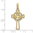 thumbnail image 3 of Auriga 10k Yellow Gold Claddagh Cross Charm for Women (L-27.4 mm, W-15 mm), 3 of 6
