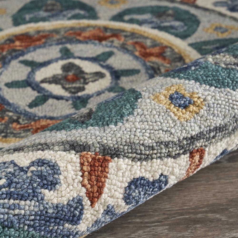 Ox Bay Talia 4' Round Green Medallion Wool Indoor Area Rug