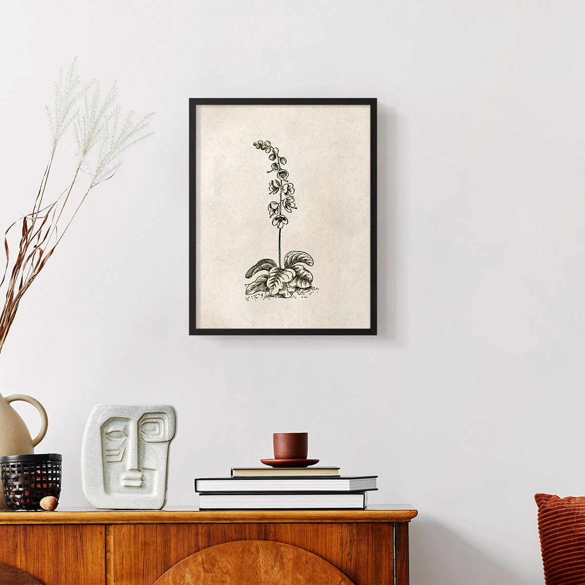 Vintage Floral Print CCCXIX - 14in. x 11in. Vintage Framed Print in Black Wood Frame