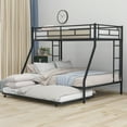 thumbnail image 2 of Euroco Metal Twin over Full Bunk Bed with Moveable Trundle & 2 Ladders for Bedroom, 3 Beds for Kids Teens Adults and Guests, Black, 2 of 14