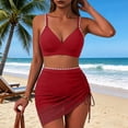 thumbnail image 6 of Stamzod Bathing Suit for Women Two Piece Bikini Swimsuits with Skirt 2026 High Waisted Mesh Swimwear Red M, 6 of 7