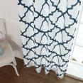 thumbnail image 3 of Quality Home Oxford Basketweave Reverse Moroccan Print Curtains – Stainless Steel Nickel Grommet Top – Navy – 52"W x 84"L - (Set of 2 Panels), 3 of 4