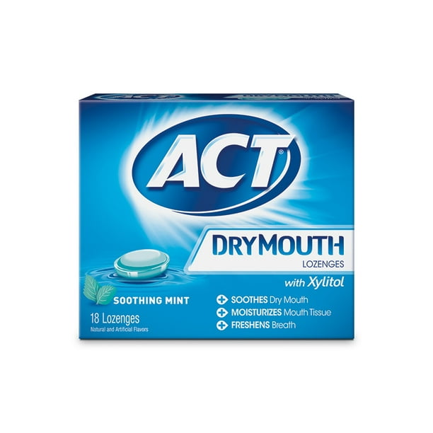 ACT Dry Mouth Xylitol Mint Lozenges, 18ct