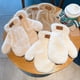 thumbnail image 3 of Guantes de piel de conejo con efecto terciopelo y felpa de papel, guantes cálidos de otoño e invierno, moda de invierno para niñas y estudiantes lindas, 3 of 6