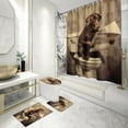 thumbnail image 5 of 4PCS/Set Highland Cow Bathroom Funny Animal Highland Cow Sitting on The Toilet Reading a Newspaper Shower Curtains for Bathroom Decor,Black Grey Bathroom Decor,Waterproof Fabric Bath Curtain, 5 of 6