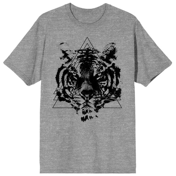 Tiger Face In Triangle Men's Athletic Heather T-shirt-Small
