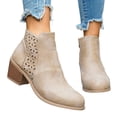 thumbnail image 4 of Willtoo Women's Ankle Booties Fall Winter Ankle Boots Chunky Block Heel Side Zipper Comfortable Boots Faux Leather Round Toe Short Boots Non Slip Casual Daily Walking Shoes, 4 of 5