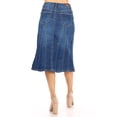thumbnail image 3 of Fashion2Love Women's Juniors/Plus Size Calf- Length A-Line Stretch Denim Skirt, 3 of 6