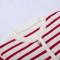 thumbnail image 4 of UJNDER Cardigan en Tricot à Rayures pour Femmes, Veste Chandail à Manches Courtes, Décontractée, Légère, Rouge, P, 4 of 6