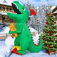 thumbnail image 3 of GOOSH 6.5 FT Green Dinosaur Christmas Inflatable Cute Christmas Dinosaur Inflatable Dinosaur Inflatable Christmas Decorations with Build-in LED Light for Indoor Outdoor Party Garden Christmas Decor, 3 of 8