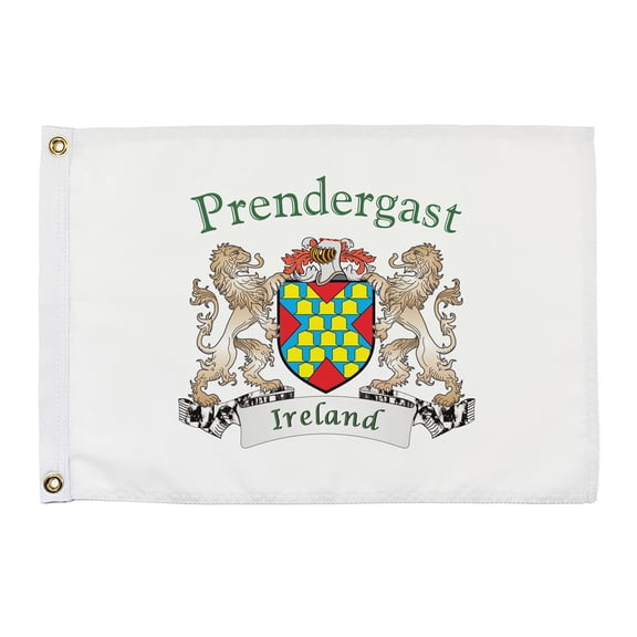 Prendergast Irish Coat of Arms Small White Flag - 16"x10.5" inches