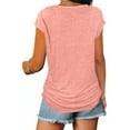 thumbnail image 3 of Pejock Women's Zip Short Sleeve Lightweight Sweatshirts Solid Hedging Blouses Shirts Tops Pink S (US Size:4), 3 of 5