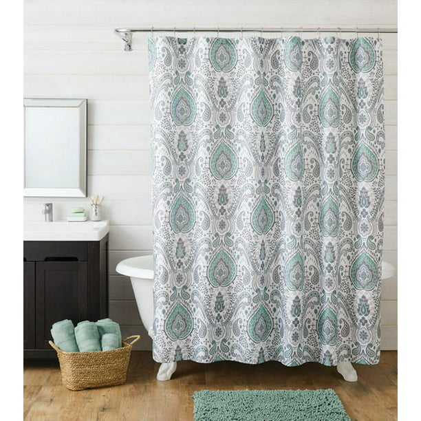 Better Homes & Gardens 14 Piece Damask Shower Curtain Set - Walmart.com ...