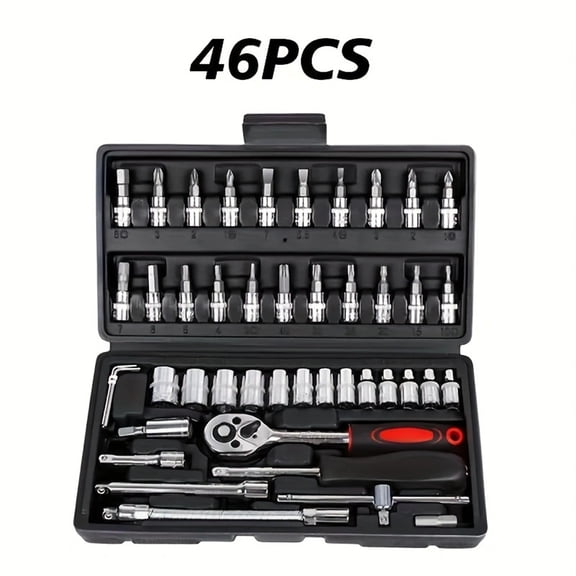 46 piece set of car repair tools, car repair tool accessories, repair tool set - ratchet torque wrench and screwdriver, portable car, bicycle and motorcycle repair tool kit - USA