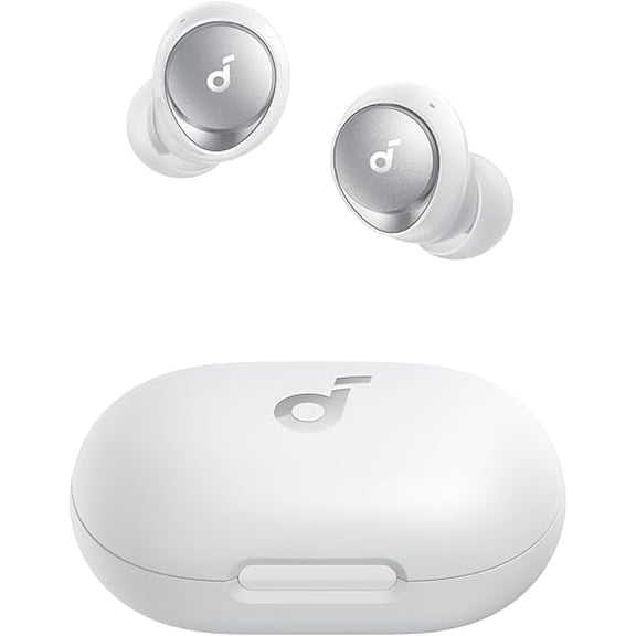 Soundcore Space A40 Auto-Adjustable Active Noise Cancelling Wireless Earbuds, Reduce Noise by Up to 98%, 50H Playtime, Hi-Res Sound, App Customization, Wireless Charge, White