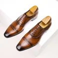 thumbnail image 5 of Men's Leather Formal Dress Oxfords Lace Up Shoes Wedding Brown, 5 of 7