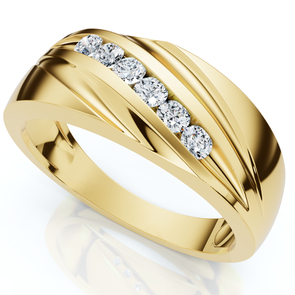 Pompeii Men's 1/4Ct Wave Diamond Wedding Ring Gold or Platinum Lab Grown (F/G,VS1-VS2)