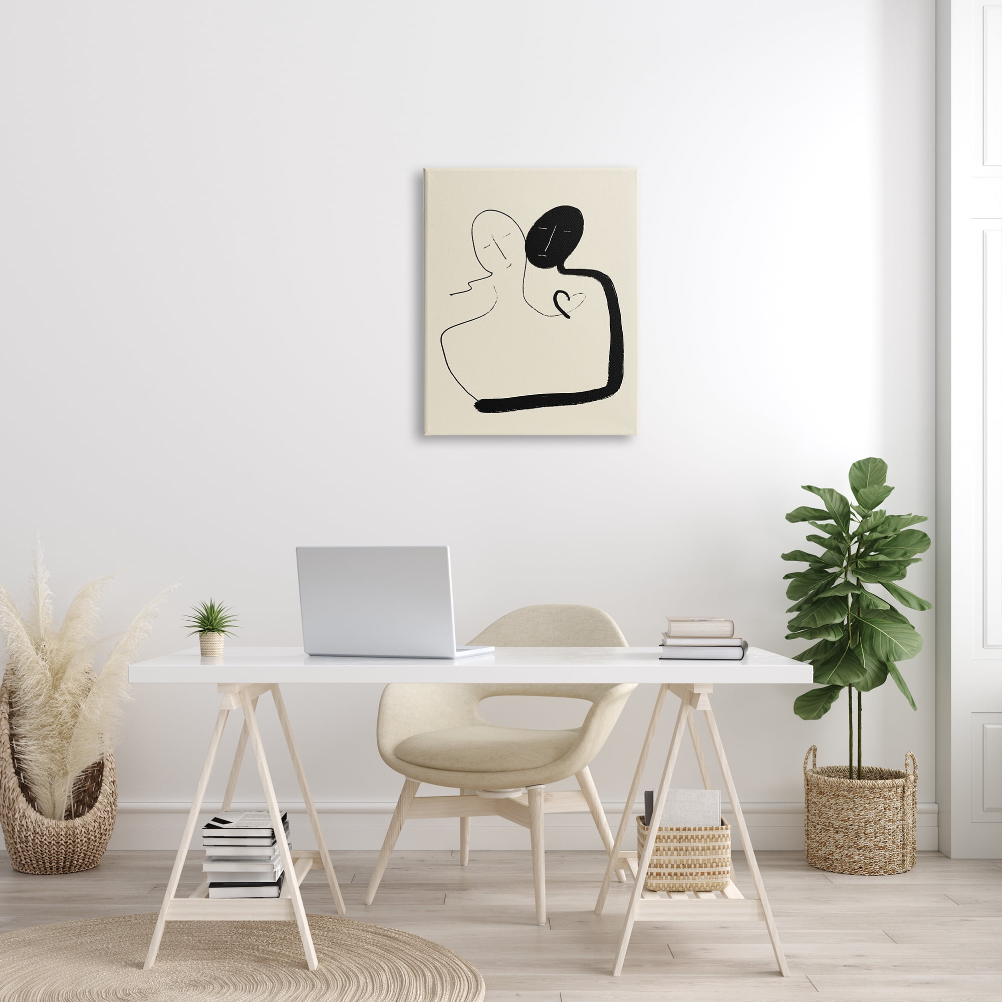 Stupell Industries Together Romantic Couple Embrace Modern Minimal Linework Abstract Painting Gallery Wrapped Canvas Print Wall Art, 24 x 30