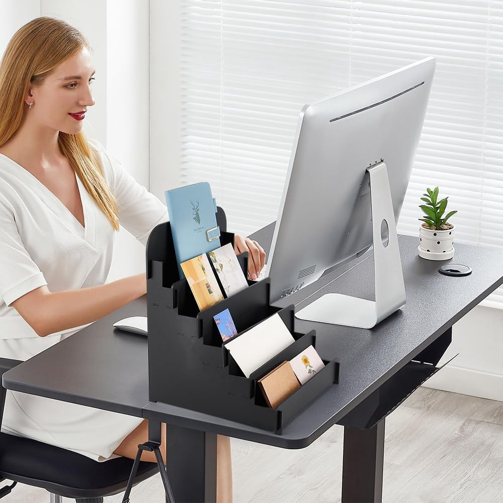 Greeting Card Display Stand 5 Tier Black Card Holder Card Organizer Bookmark Display Multipurpose Card Display Rack Display Stand For Birthday Cards Stickers Retail Showcase Vendor Events