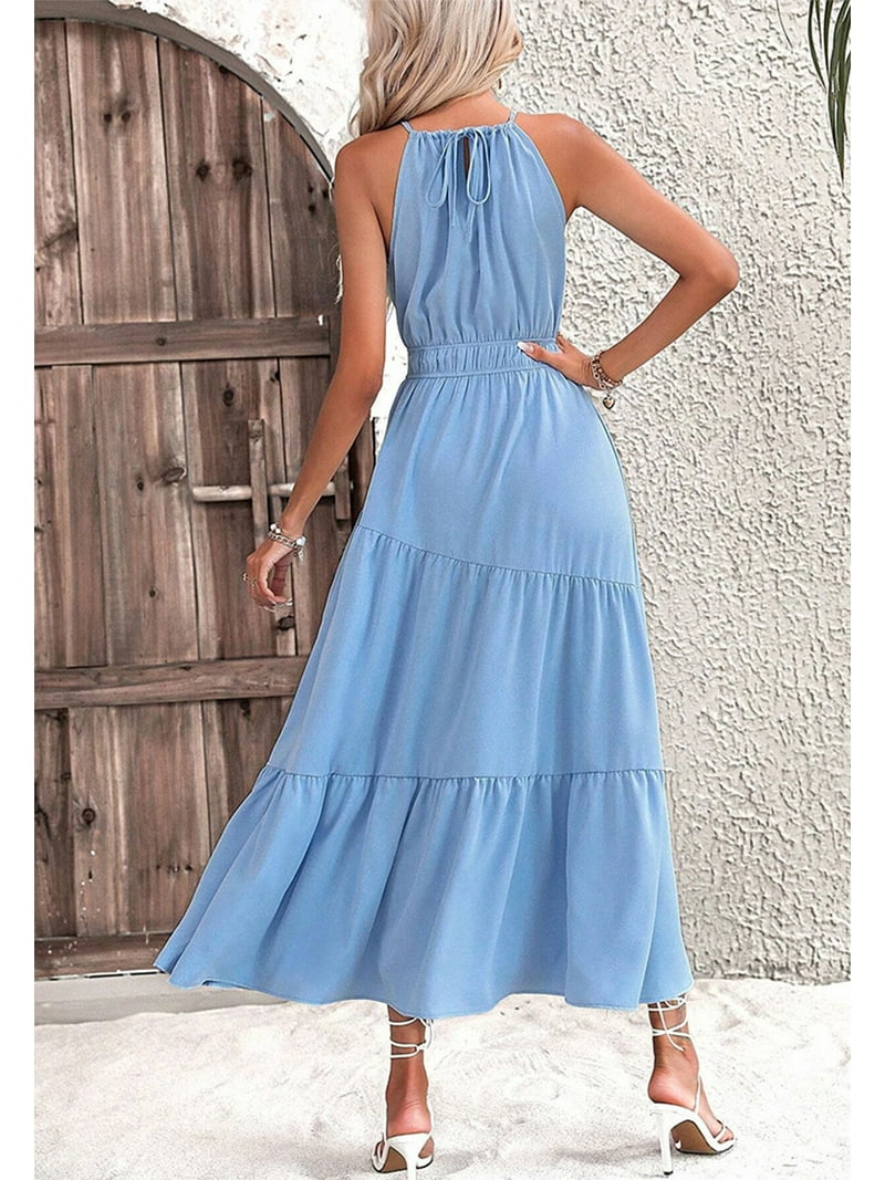 sachin and babi light blue dress V by Very Shirred Waist V-Neck Midaxi Dress - Black main image 0