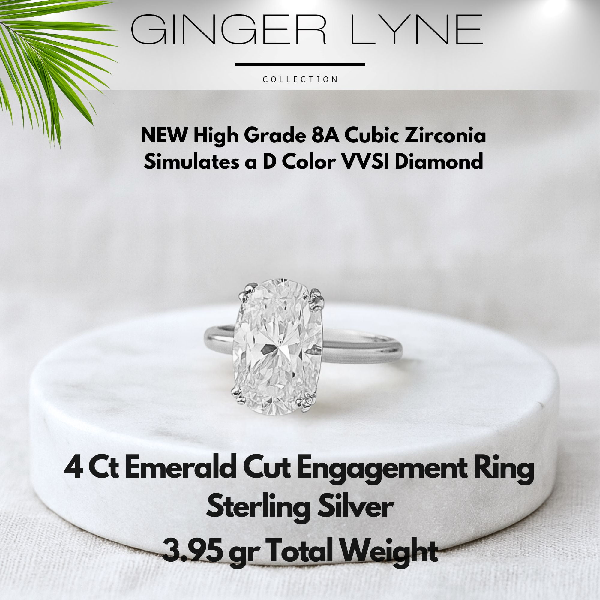 Solitaire 3Ct Oval Cut Engagement Ring for Women Sterling Silver 8A CZ Ginger Lyne Collection