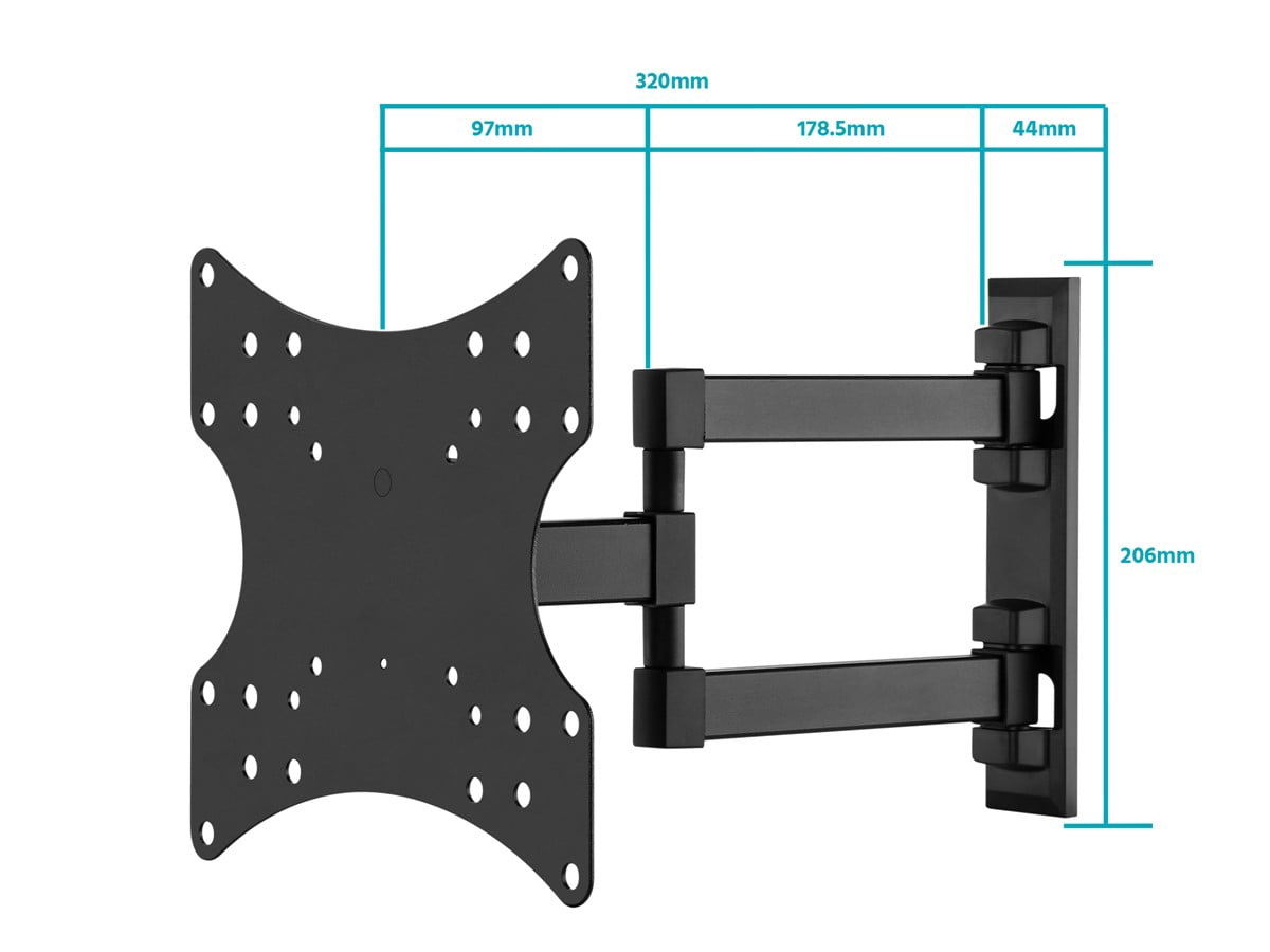 Monoprice Premium Full Motion TV Wall Mount Bracket For 23" To 42" TVs up to 44lbs, Max VESA 200x200, UL Certifi