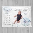 thumbnail image 3 of Marine Milestone Blanket, Narwhal Whale and Jellyfish Watercolor Drawing Nautical Animals Print, Growth Chart with Custom Names Photography Background, 60" x 80", Ceil Blue and Pale Teal, by Ambesonne, 3 of 6