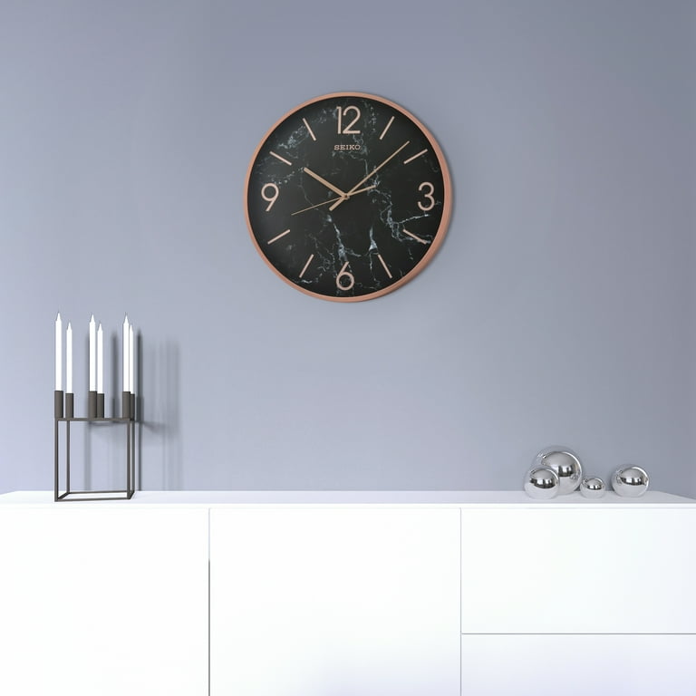 Seiko Stylish, Round, Noir Marble-Look Quartz Wall Clock Seiko Stylish, Round, Noir Marble-Look Quartz Wall Clock