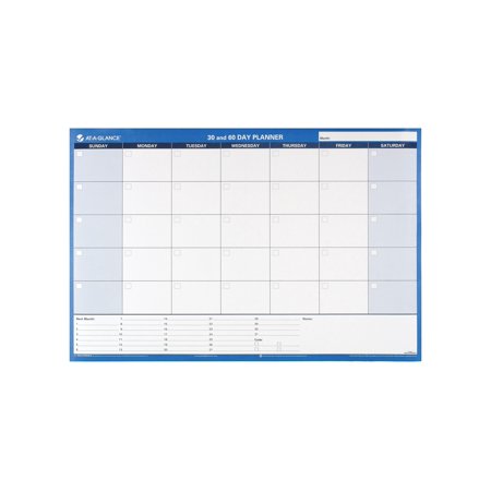 AT-A-GLANCE 30/60-Day Undated Horizontal Erasable Wall Planner, 36 x 24, White/Blue,