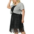 thumbnail image 4 of MODA NOVA Juniors Plus Size Lace Hollow Out Cropped Bolero Shrug Cardigan, 4 of 6