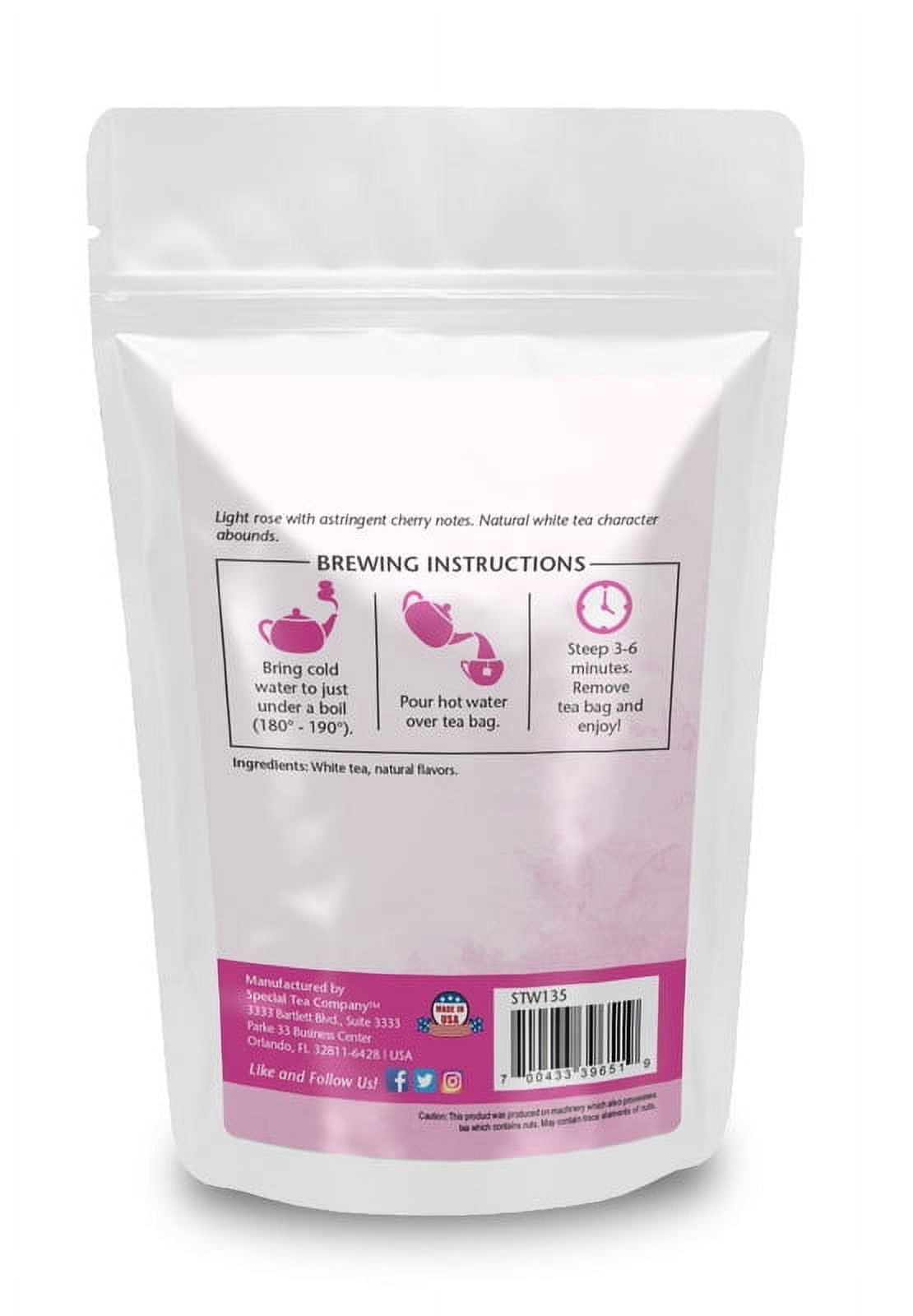 Special Tea Bohemian Raspberry Loose Leaf Green Tea, Pyramid 15 Sachets