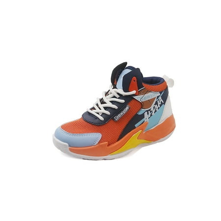 

Avamo Boy Comfortable Basketball Sneakers High Top Athletics Sports Durable Slip Resistant Orange 9C