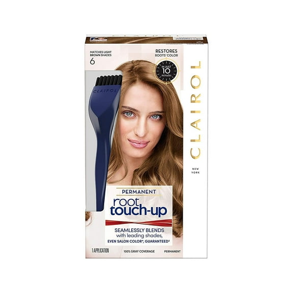 Clairol Root Touch-Up Permanent Hair Color Creme, 6 Light Brown, 2 Count