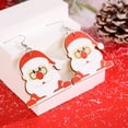 thumbnail image 1 of Christmas Wooden Printed Drop Earrings for Unique Holiday Style, 1 of 5