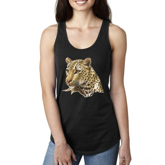 Cute Southeast African Cheetah Fashion Ladies Racerback Tank Top, Black, Small