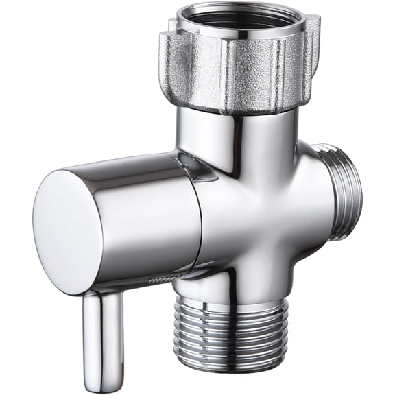 Brass Bidet T Adapter with Shut-Off Valve, Solid Brass 3-Way Tee Connector, 7/8" x 7/8" x 1/2" or 3/8", Heavy Duty Leak-Free Toilet Bidet Attachment Valve