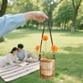 thumbnail image 5 of Home Textile Storage Rattan Wicker Woven Handle Portable Garden Picnic Organizer for Gathering Vegetables Easter Events, 5 of 7