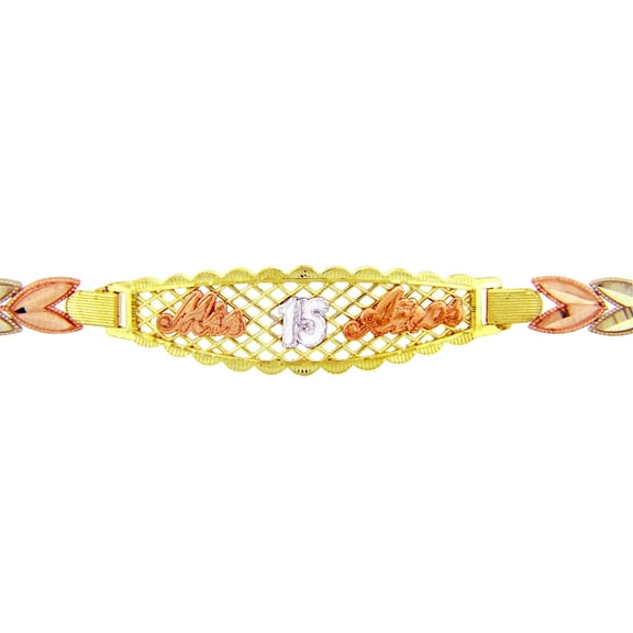 TRI-COLOR GOLD BRACELET - THE MIS 15 ANOS DIAMOND CUT BRACELET - 10K