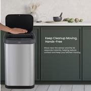 Home Zone Living 13 Gallon Motion Sensor Trash Can, Stainless Steel, Silver