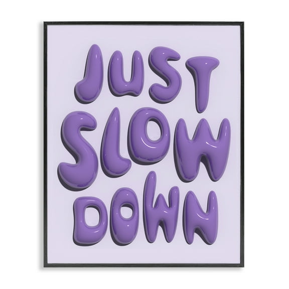 Stupell Industries Purple Just Slow Down Text & Numbers Painting Black Framed Art Print Wall Art, 11 x 14