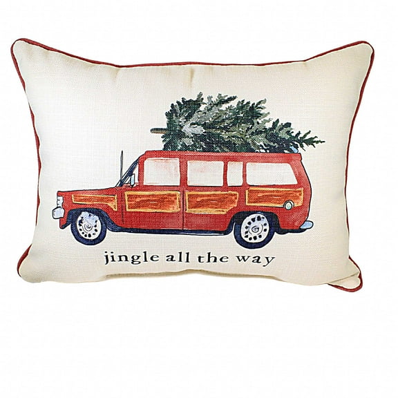 Christmas Jingle All The Way Pillow. Station Wagon Tree Home Decor Chr0175