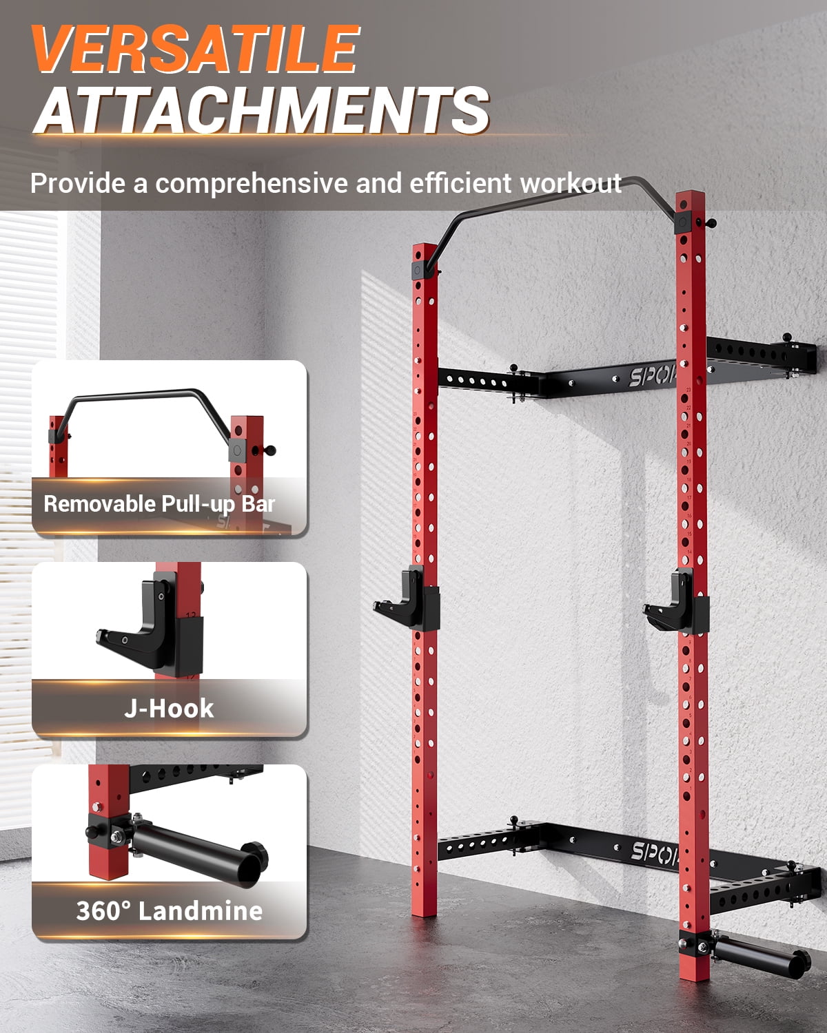 Garvee Folding Power Rack with 1000 lb Capacity, Wall Mounted