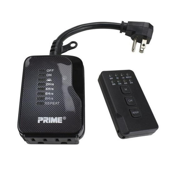 Prime Wire & Cable Outdoor 24 Hour Timer with Remote, Black