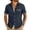 Navy, variant on Men's Color Block Contrast Collar Shirt Short Sleeve Collared Patchwork Blouse for Summer Office, Trendy and Casual Shirts for Men