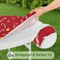 thumbnail image 5 of Red Christmas Candy Cane Pattern Round Fitted Tablecloth with Elastic Edge,Dining Table Cover Waterproof,Outdoor Round Tablecloth for Camping,Dining,Indoor and Outdoor, 5 of 7