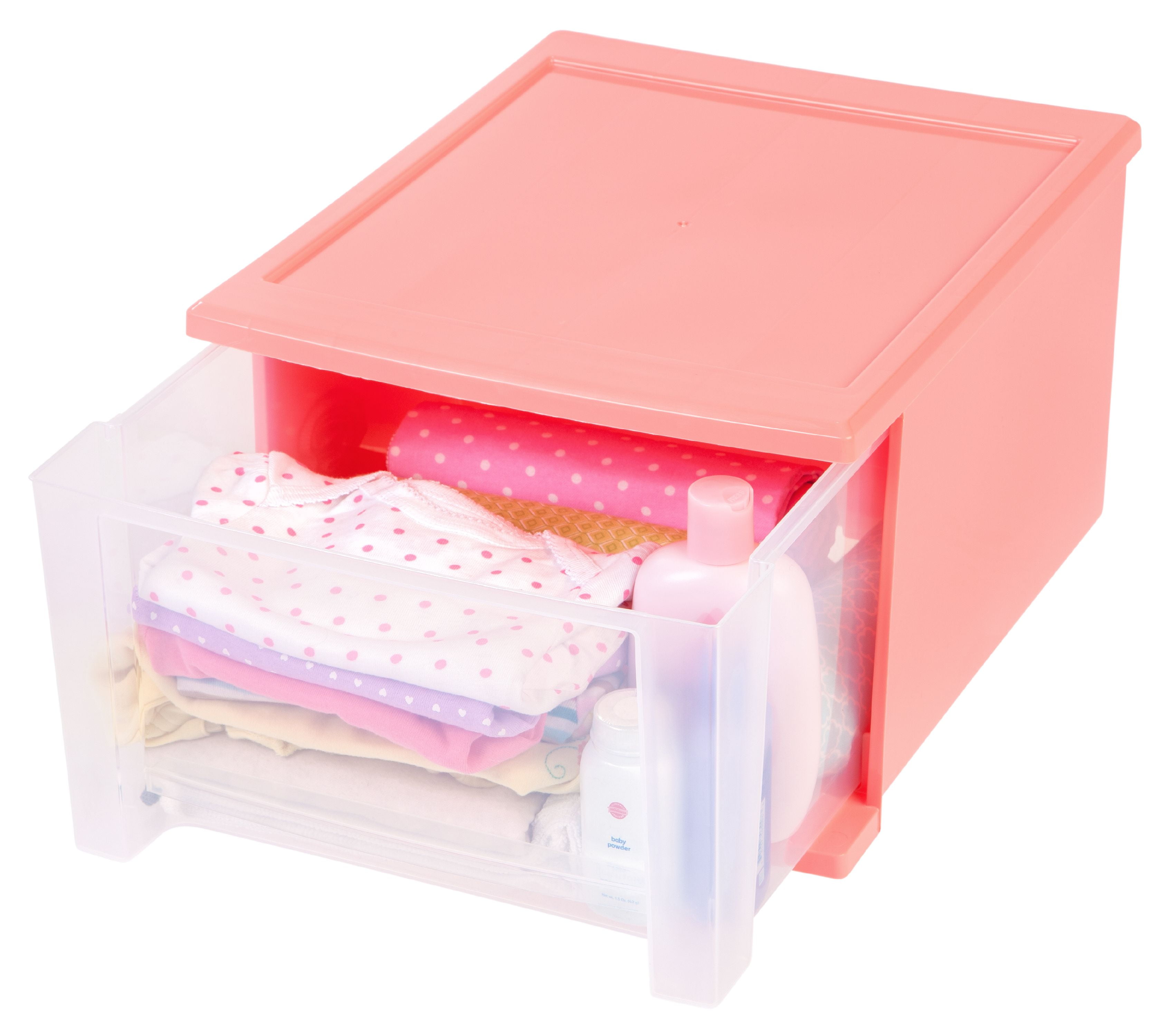 IRIS USA, 17 Quart Plastic Stacking Drawer, Pink