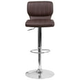thumbnail image 6 of Flash Furniture 2 Pack Contemporary Brown Vinyl Adjustable Height Barstool with Vertical Stitch Back and Chrome Base, 6 of 7