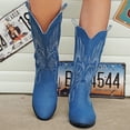 thumbnail image 5 of SACFOF Cowboy Boots For Women - Western Cowgirl Boots Mid Calf Chunky Heel Booties Pointed Toe Country Shoes, 5 of 6
